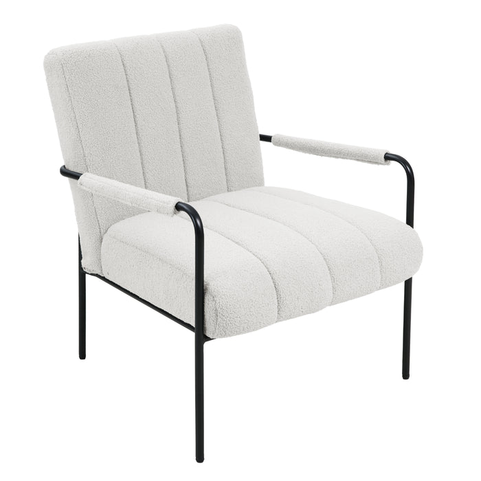 Weißer SVITA Kyle Loungestuhl mit vertikalen Nähten und gepolsterten Armlehnen, modernes Design
