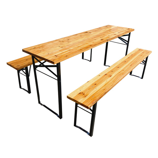 SVITA Bierzeltgarnitur aus Holz mit Tisch und zwei Bänken