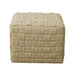 Beiger Hocker mit gepolstertem, gewebtem Muster in quadratischer Form Frontalansicht