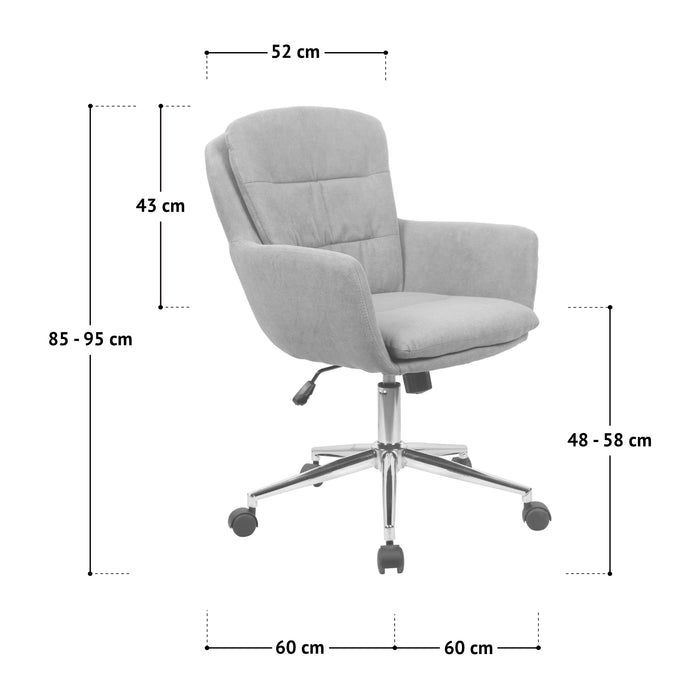 SVITA MARTE höhenverstellbar Schreibtischstuhl auf fünf Rollen, Maße: Höhe 85-95 cm, Sitzhöhe 48-58 cm, Rückenlehne 52 cm breit und 43 cm hoch, Basis 60x60 cm