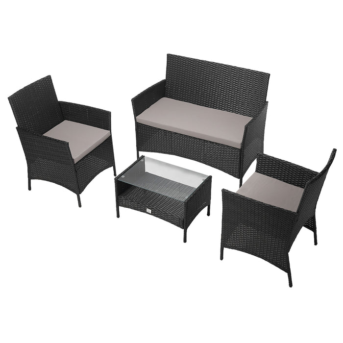 B-Ware BROOKLYN Rattan Sitzgruppe Schwarz