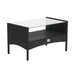schwarzer Polyrattan Beistelltisch mit Glasplatte und Ablage