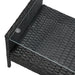 schwarzer Polyrattan Beistelltisch mit Glasplatte und Ablage