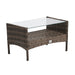 brauner Polyrattan Beistelltisch mit Glasplatte und Ablage