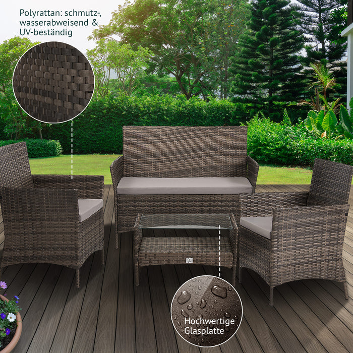 91925 + 91102 Rattan + Haube Brooklyn Set Braun (92925)