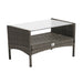 grauer Polyrattan Beistelltisch mit Glasplatte und Ablage