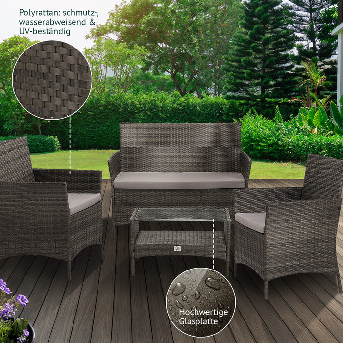 91926 + 91102 Rattan + Haube Brooklyn Set Grau (92926)