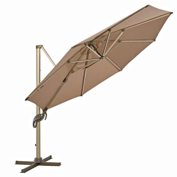 Ampelschirm 360° Sonnenschirm 3,5m LED Alu drehbar schwenkbar kippbar