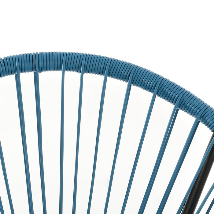 BALI Balkonset Sessel Detail Polyrattan-Geflecht - blau
