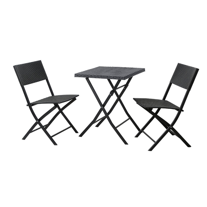 B-Ware Poly-Rattan Bistro-Set Schwarz