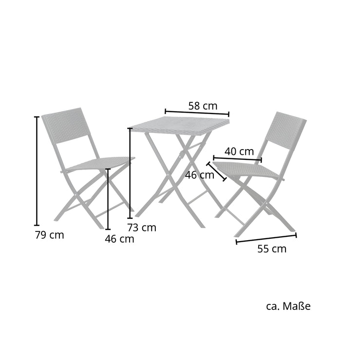 B-Ware Poly-Rattan Bistro-Set Grau
