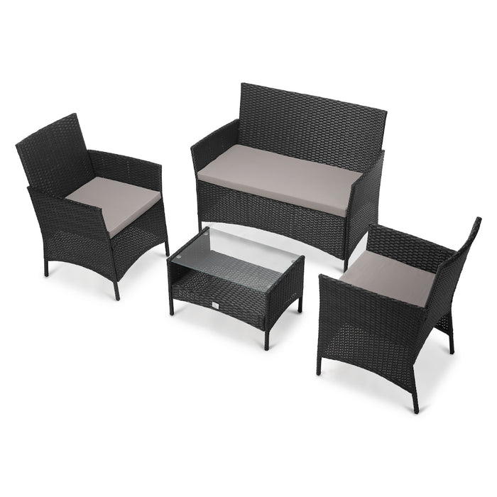 B-Ware BROOKLYN Rattan Sitzgruppe Schwarz