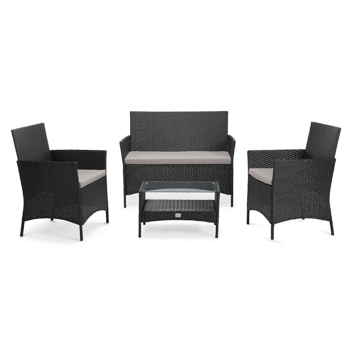 B-Ware BROOKLYN Rattan Sitzgruppe Schwarz