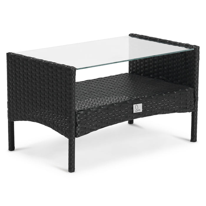 B-Ware BROOKLYN Rattan Sitzgruppe Schwarz