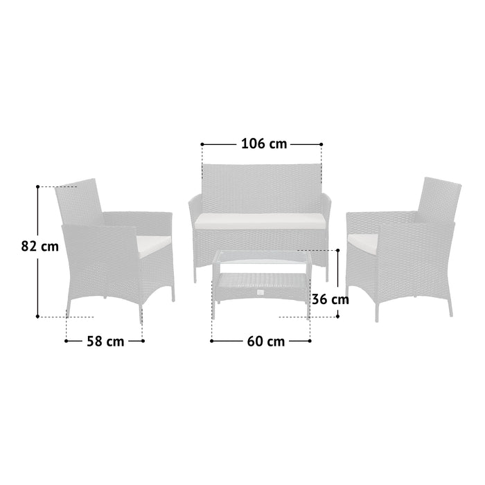 B-Ware BROOKLYN Rattan Sitzgruppe Schwarz