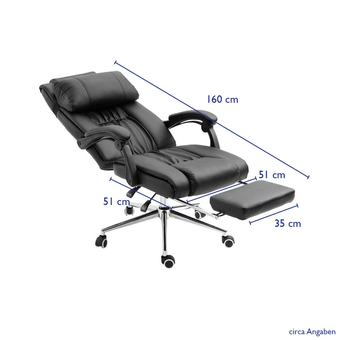 SVITA Chefsessel Maße mit ausgezogener Fußstütze und umgelegter Rückenlehne: Länge 160 cm, Sitzfläche 51x51 cm, Breite Fußstütze 35 cm 