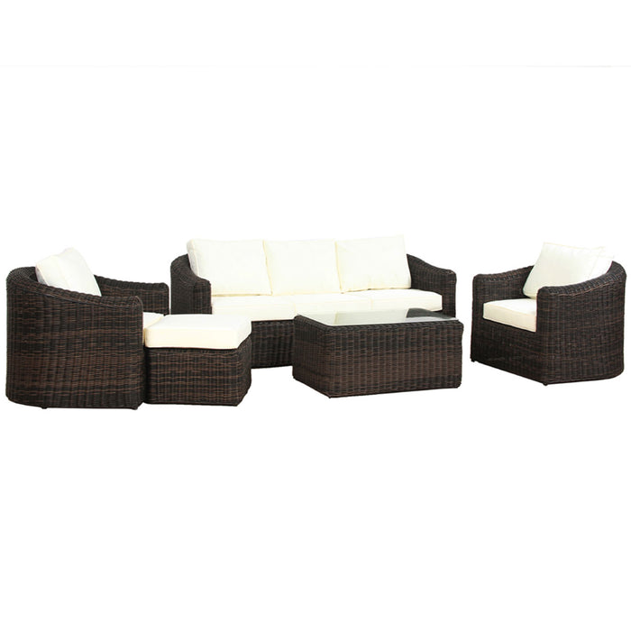CALIFORNIA DELUXE Polyrattan Gartenmöbel Set mit Rundrattan-Optik Braun