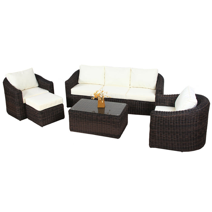 CALIFORNIA DELUXE Polyrattan Gartenmöbel Set mit Rundrattan-Optik Braun