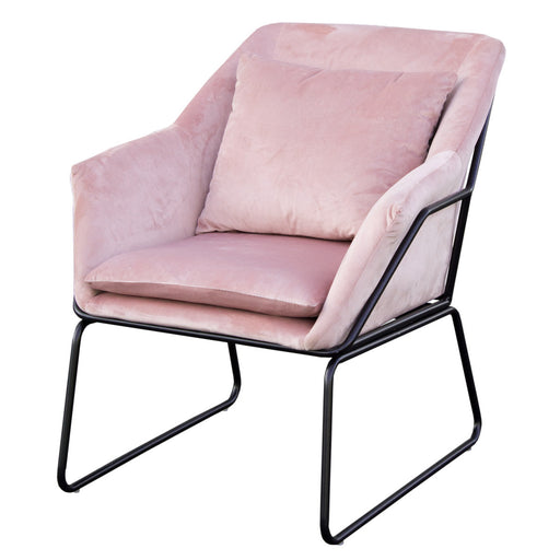 SVITA JOSIE Rosa Loungesessel mit schwarzem Metallgestell und passendem Kissen aus Samt