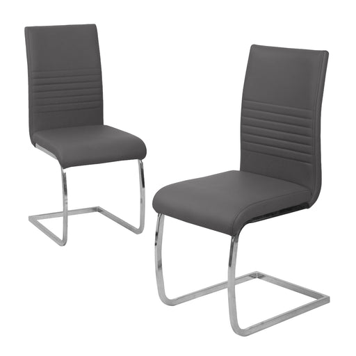 SVITA LUCY 2-er Set Freischwinger Esszimmerstühle mit grauem Kunstlederpolster
