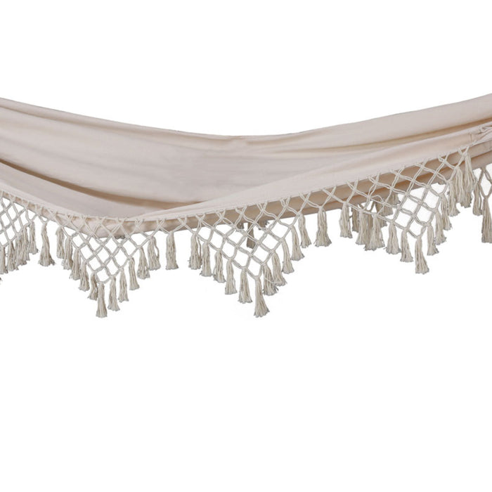 Luxushängematte mit Schmucksaum Boho Macrame Baumwolle Beige