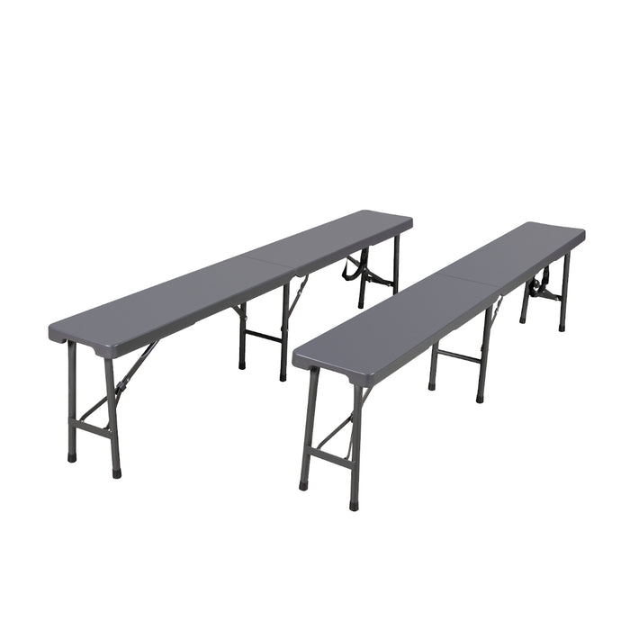 Set Buffettisch mit Klappbänken faltbar 180 cm Grau (91559)