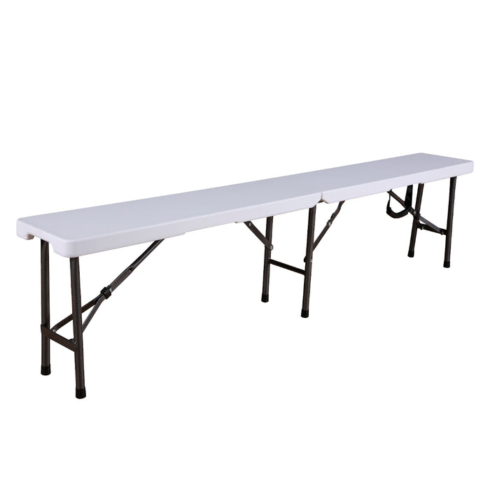 Set Buffettisch mit Klappbänken faltbar 180 cm Weiß (91558)