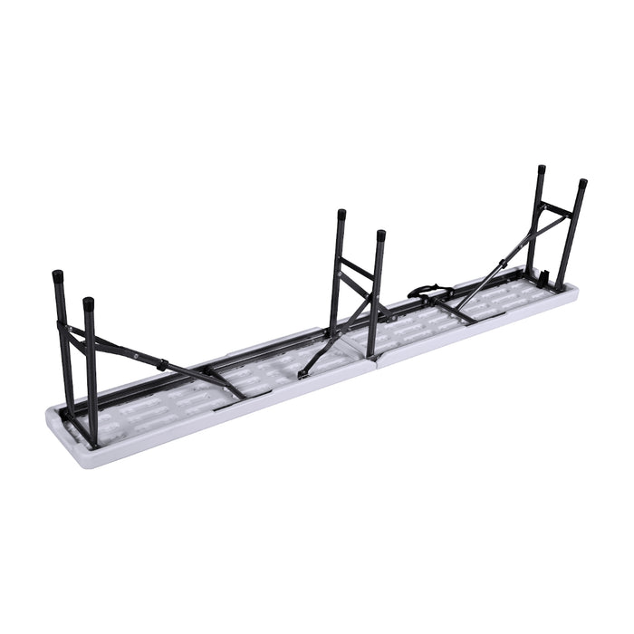Set Buffettisch mit Klappbänken faltbar 180 cm Weiß (91558)