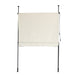 Beige Markise mit Metallgestell, eingeklappt, mit Wellenkante