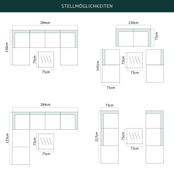 Set LUGANO + Abdeckhaube Grau