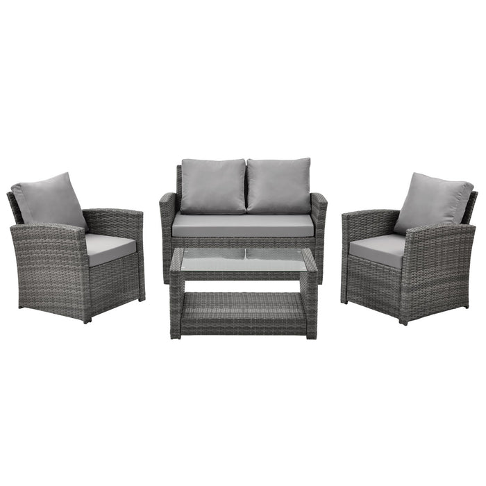 B-Ware ROMA Rattan Lounge Grau