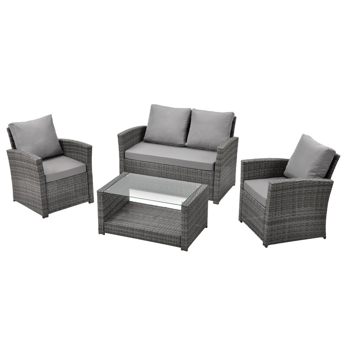 B-Ware ROMA Rattan Lounge Grau