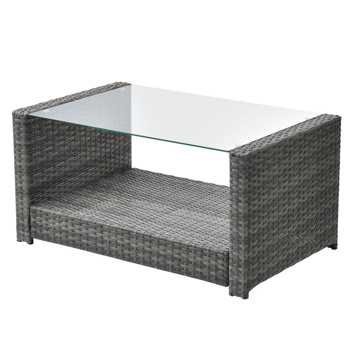 B-Ware ROMA Rattan Lounge Grau