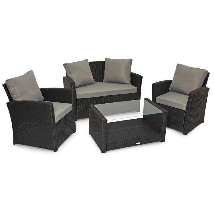 B-Ware ROMA Rattan Lounge Schwarz