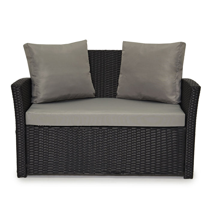 B-Ware ROMA Rattan Lounge Schwarz