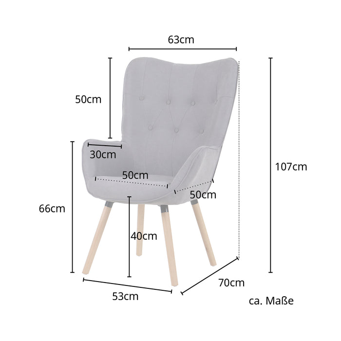 B-Ware CLEO Ohrensessel Samt Grau