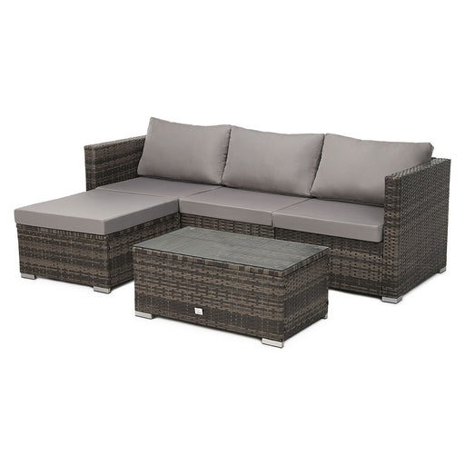 Gartenmöbel braune Rattan-Lounge mit Sofa, Tisch und Recamiere