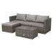 Gartenmöbel graue Rattan-Lounge mit Sofa, Tisch und Recamiere