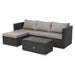 Gartenmöbel schwarze Rattan-Lounge mit Sofa, Tisch und Recamiere