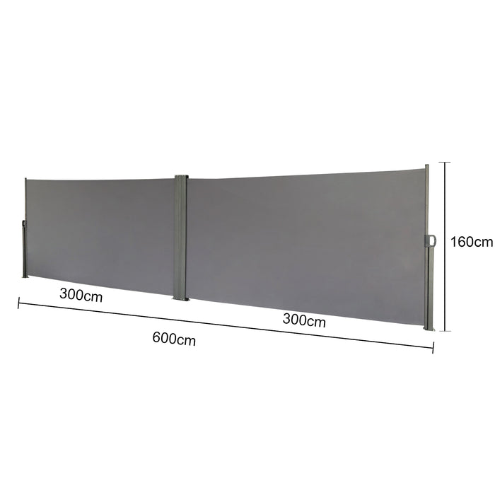 Doppel-Seitenmarkise 280g/m² Balkon-Markise Sonnenschutz Sichtschutz