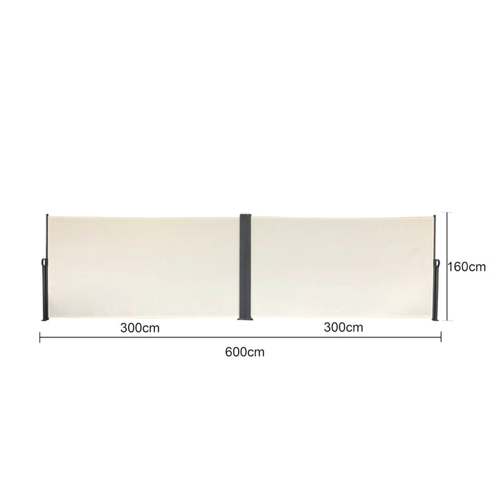 Doppel-Seitenmarkise 280g/m² Balkon-Markise Sonnenschutz Sichtschutz