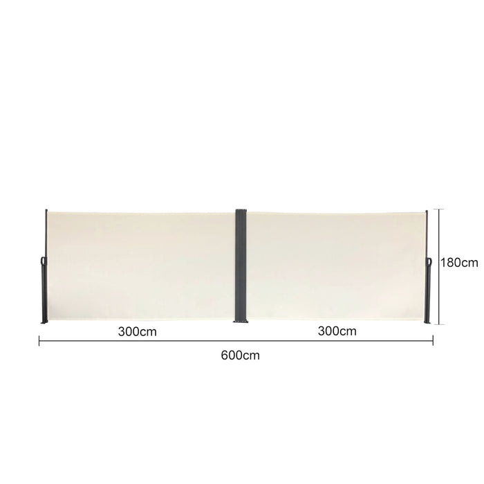 Doppel-Seitenmarkise 280g/m² Balkon-Markise Sonnenschutz Sichtschutz