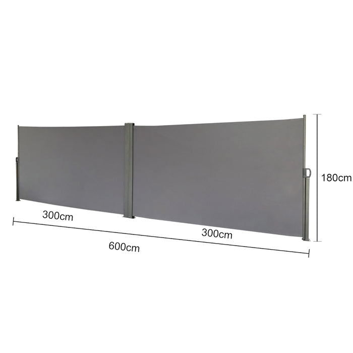 markise 2 x 3 Doppel-Seitenmarkise 280g/m² Balkon-Markise Sonnenschutz Sichtschutz — SVITA