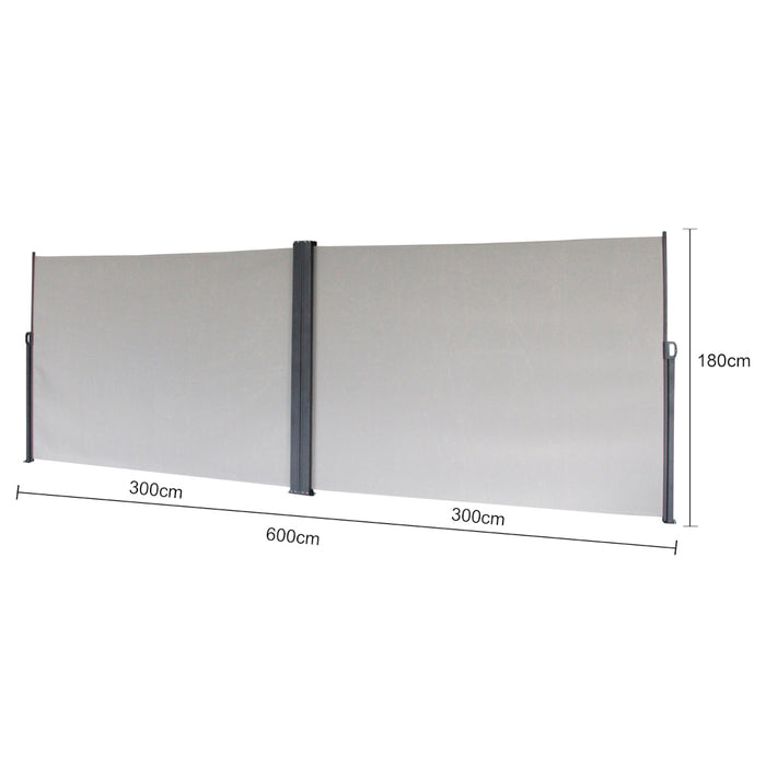 Doppel-Seitenmarkise 280g/m² Balkon-Markise Sonnenschutz Sichtschutz