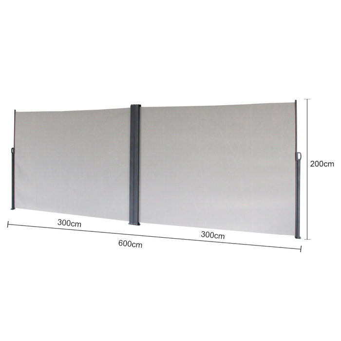 markise 6 x 2 Doppel-Seitenmarkise 280g/m² Balkon-Markise Sonnenschutz Sichtschutz — SVITA