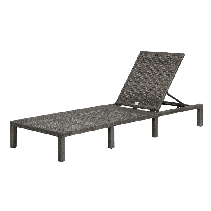 graue Polyrattan Gartenliege mit hochgeklappter Rückenlehne
