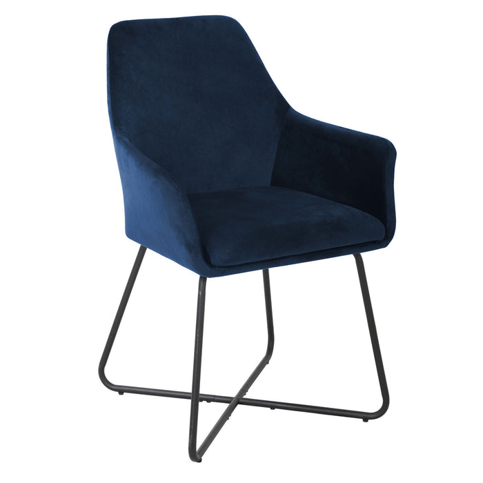B-Ware JOSIE Dining 2er-Set Esszimmerstuhl Samt Dunkelblau
