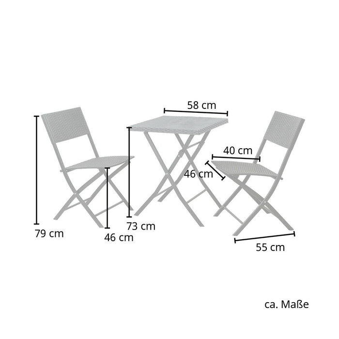 Polyrattan Bistro-Set 3er Set Balkonset Klappmöbel Stuhl Tisch Gartenmöbel