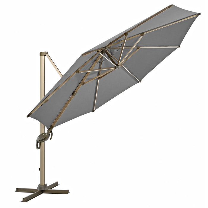 SVITA Ampelschirm 360° Sonnenschirm 3,5m LED Alu drehbar schwenkbar kippbar