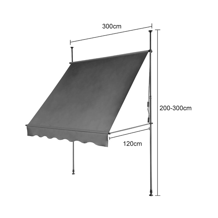 balkon markise 280 cm breit Klemmmarkise 280g/m² Balkon-Markise Vordach Sonnenschutz mit Handkurbe — SVITA
